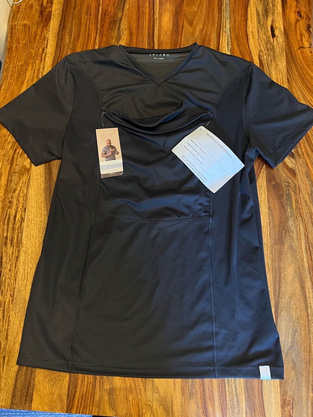 Lalabu Men’s Dad Shirt with Kangaroo Pocket Black size 2XL
